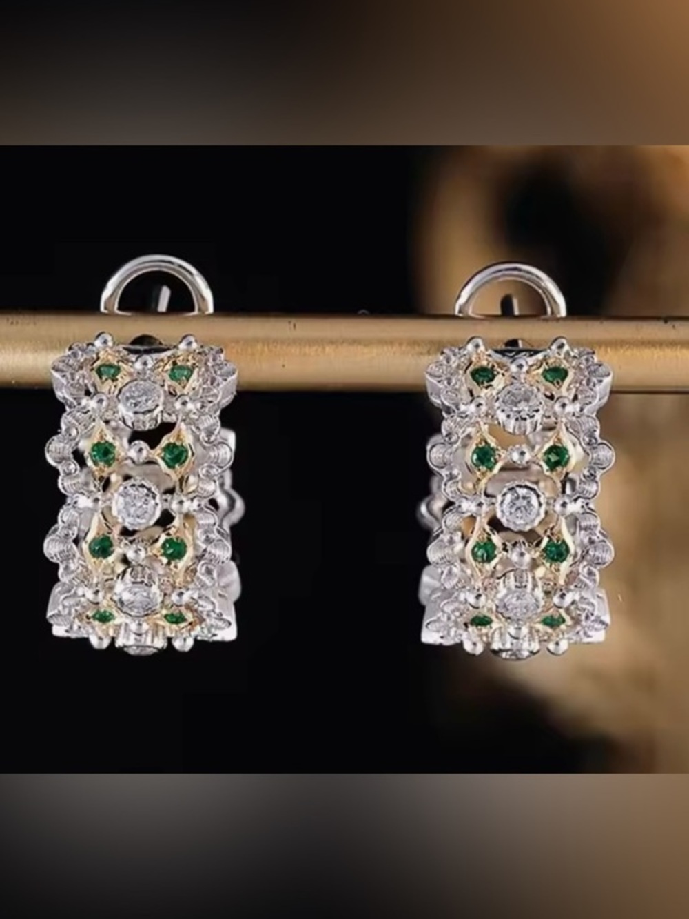 New Green and White Crystal Earrings